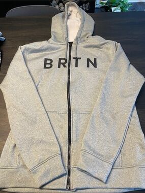 Burton Light Grey Hooded Zip Sweatshirt